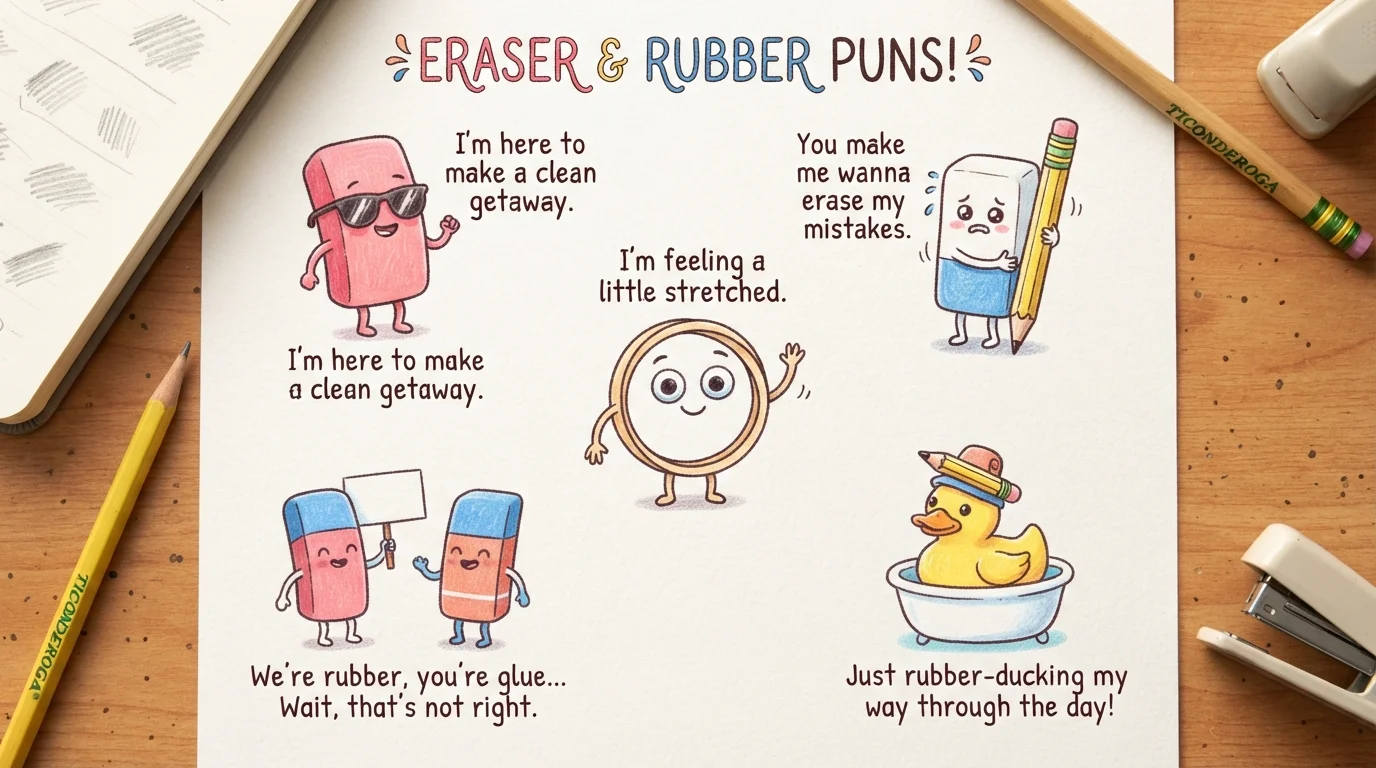 Eraser & Rubber Puns